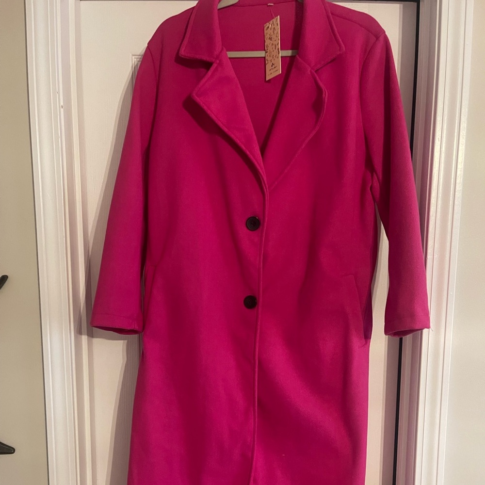 NWT Vibrant Pink Long Coat